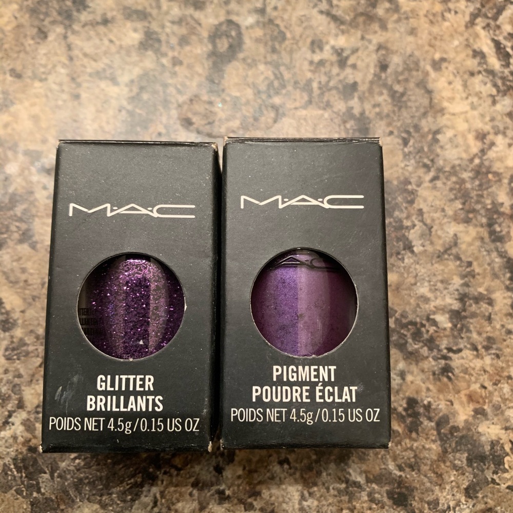 MAC Purple Pigment Eyeshadow and Glitter set